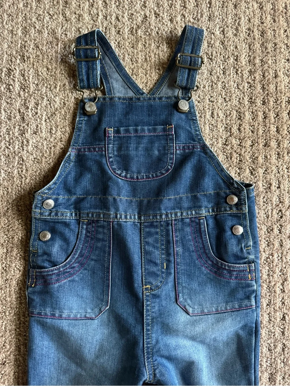 Old Navy Y2K Toddler Denim Overalls 2T Snap Pockets Flare
